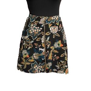 INC Floral A-Line Zip-Front Mini Skirt 10
